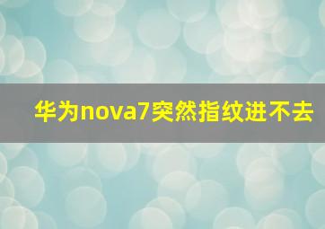 华为nova7突然指纹进不去