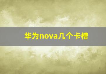 华为nova几个卡槽