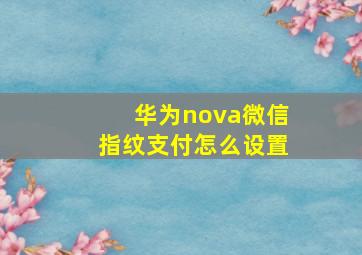 华为nova微信指纹支付怎么设置