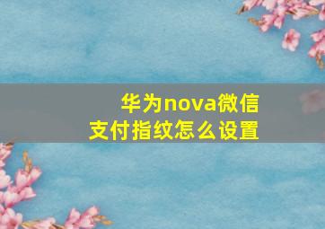 华为nova微信支付指纹怎么设置