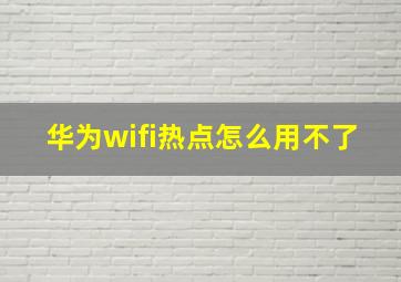 华为wifi热点怎么用不了