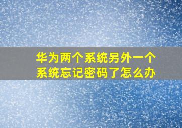 华为两个系统另外一个系统忘记密码了怎么办