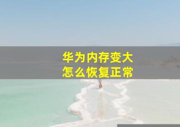 华为内存变大怎么恢复正常