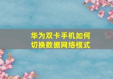 华为双卡手机如何切换数据网络模式