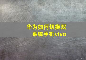 华为如何切换双系统手机vivo