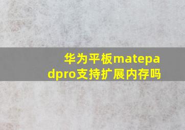 华为平板matepadpro支持扩展内存吗