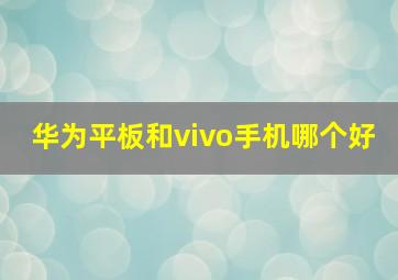 华为平板和vivo手机哪个好