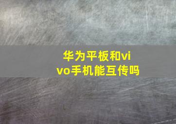 华为平板和vivo手机能互传吗