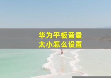 华为平板音量太小怎么设置