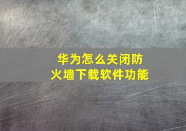 华为怎么关闭防火墙下载软件功能