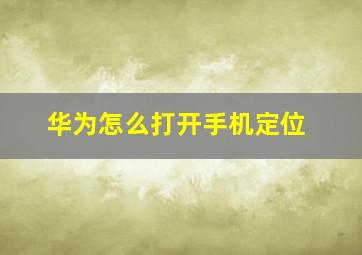 华为怎么打开手机定位