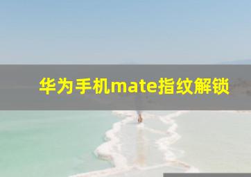 华为手机mate指纹解锁