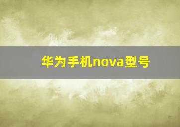 华为手机nova型号