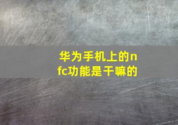 华为手机上的nfc功能是干嘛的