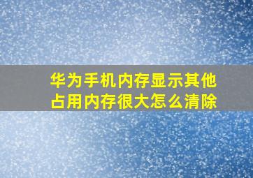 华为手机内存显示其他占用内存很大怎么清除