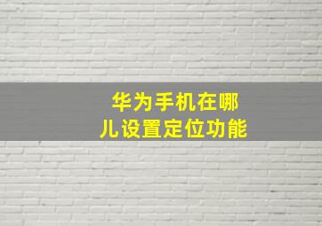 华为手机在哪儿设置定位功能