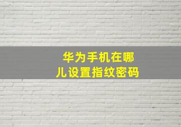 华为手机在哪儿设置指纹密码