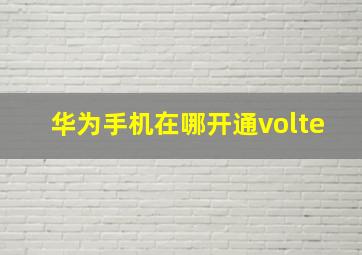 华为手机在哪开通volte