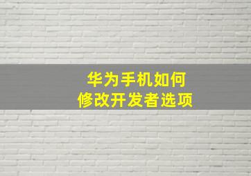 华为手机如何修改开发者选项