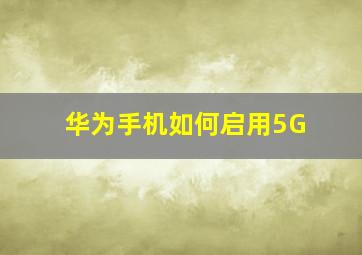 华为手机如何启用5G