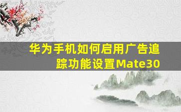 华为手机如何启用广告追踪功能设置Mate30