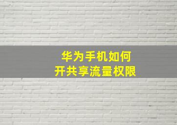 华为手机如何开共享流量权限