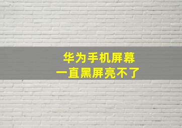 华为手机屏幕一直黑屏亮不了