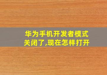 华为手机开发者模式关闭了,现在怎样打开