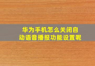 华为手机怎么关闭自动语音播报功能设置呢