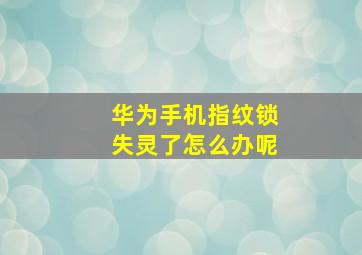 华为手机指纹锁失灵了怎么办呢