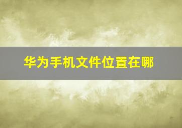 华为手机文件位置在哪