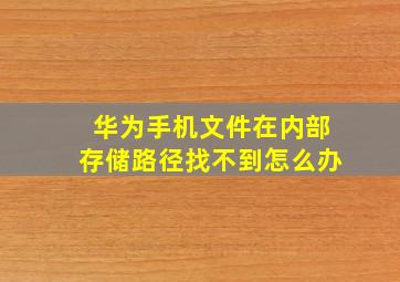 华为手机文件在内部存储路径找不到怎么办