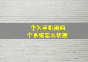 华为手机用两个系统怎么切换