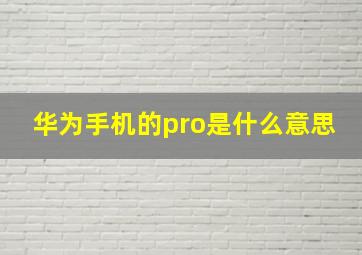 华为手机的pro是什么意思