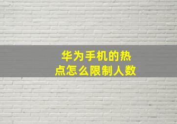 华为手机的热点怎么限制人数