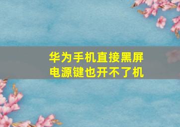 华为手机直接黑屏电源键也开不了机