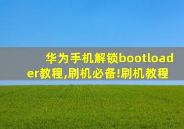 华为手机解锁bootloader教程,刷机必备!刷机教程