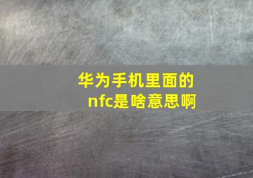 华为手机里面的nfc是啥意思啊