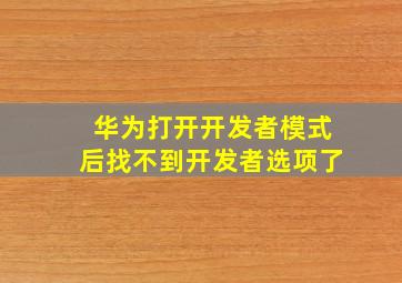 华为打开开发者模式后找不到开发者选项了