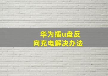 华为插u盘反向充电解决办法