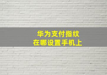 华为支付指纹在哪设置手机上