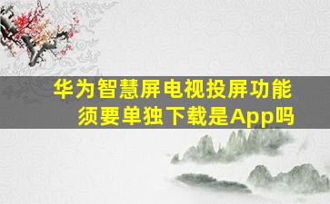 华为智慧屏电视投屏功能须要单独下载是App吗