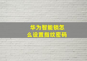 华为智能锁怎么设置指纹密码