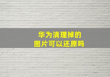 华为清理掉的图片可以还原吗