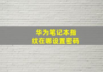 华为笔记本指纹在哪设置密码