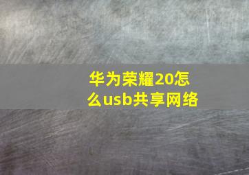 华为荣耀20怎么usb共享网络