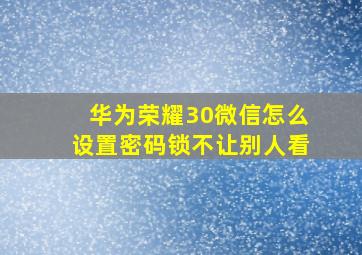 华为荣耀30微信怎么设置密码锁不让别人看