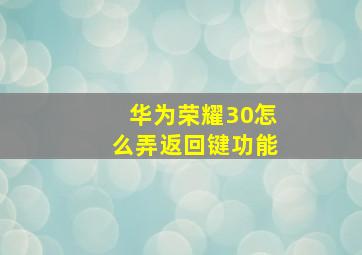 华为荣耀30怎么弄返回键功能