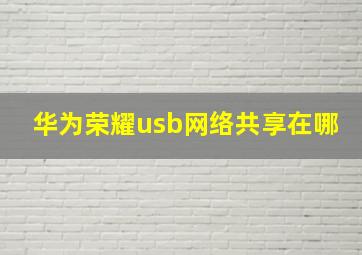 华为荣耀usb网络共享在哪