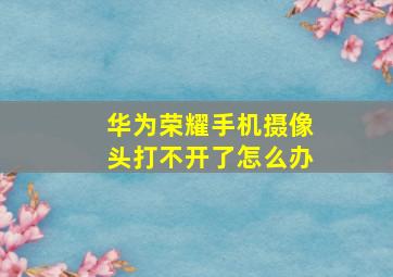 华为荣耀手机摄像头打不开了怎么办